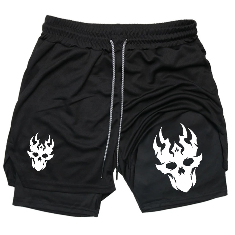 Running Gear Quick Dry - クールプリント メンズ サマー クイックドライ ダブルレイヤー アスレチックショーツ
