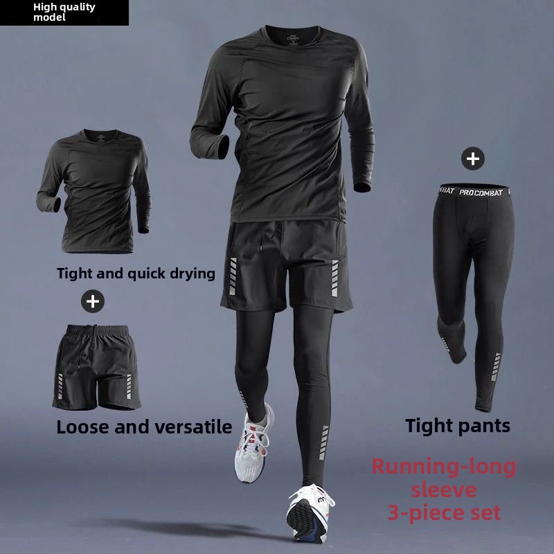 Running Gears - トレーニングジョギングトラックスーツランニングアウトドアコンプレッションスーツセット3ピースワークアウトタイツメンズスポーツスーツジムスポーツウェア服