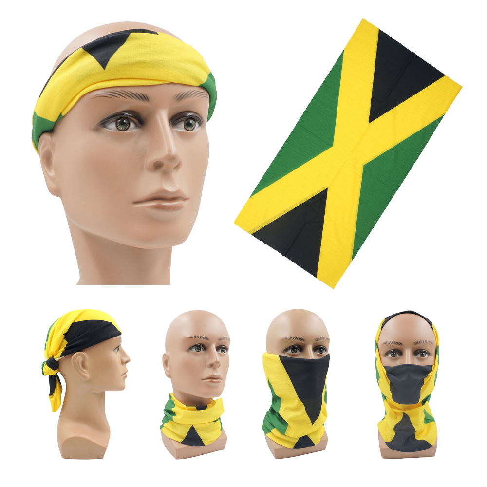 Running Gear Headband - 通気性ランニングフェイスマスクスカーフジャマイカ国旗バンダナスヌードポリエステル 100% バイカー多目的使用ヘッドラップネックゲートル JM