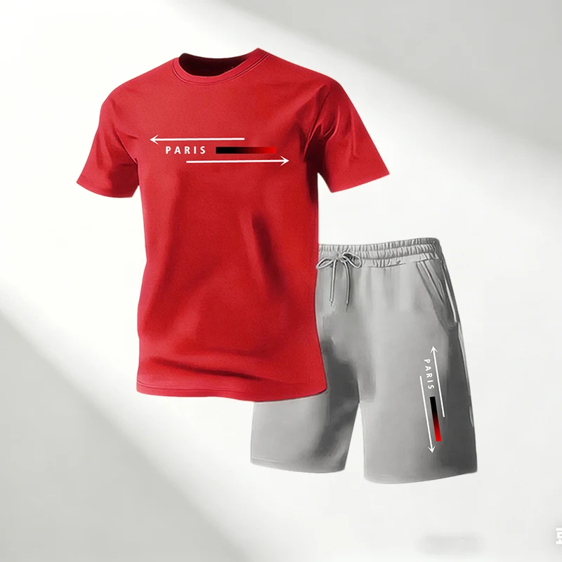 Running Gear Quick Dry - メンズ半袖Tシャツショーツ2点セット夏用スポーツウェア速乾カジュアルランニングトレーニング＆エクササイズセットワークアウトギア