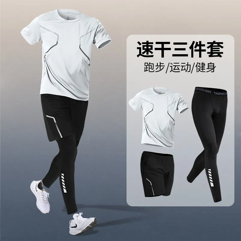 Running Gear Quick Dry - メンズ速乾サマースポーツセット：半袖プロランニング、サイクリング＆ジムトレーニングウェア