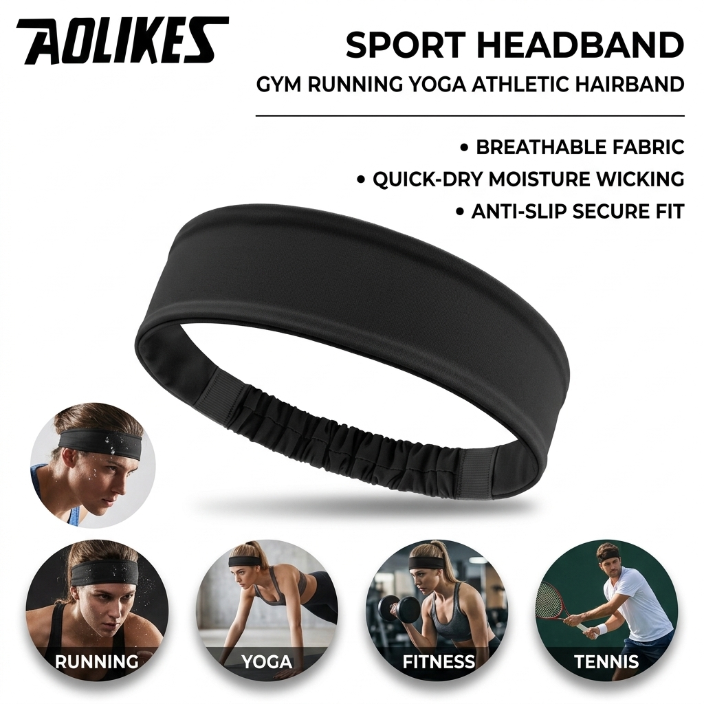 ポリエステル汗止めバンド ジムフィットネス用 男性女性用 速 - Running Gear Headband のレビューと価格
