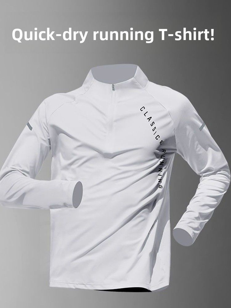 メンズトレーニングウェア速乾長袖Tシャツハーフジップランニン - Running Gear Quick Dry のレビューと価格