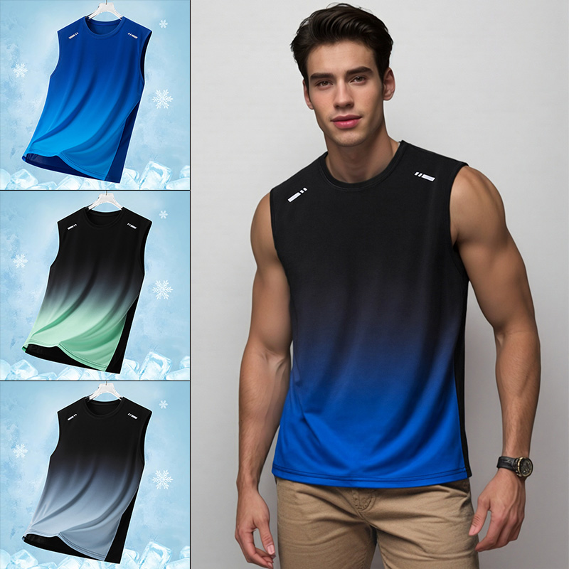 男性グラデーションスポーツベスト軽量ノースリーブラウンドネッ - Running Gears のレビューと価格