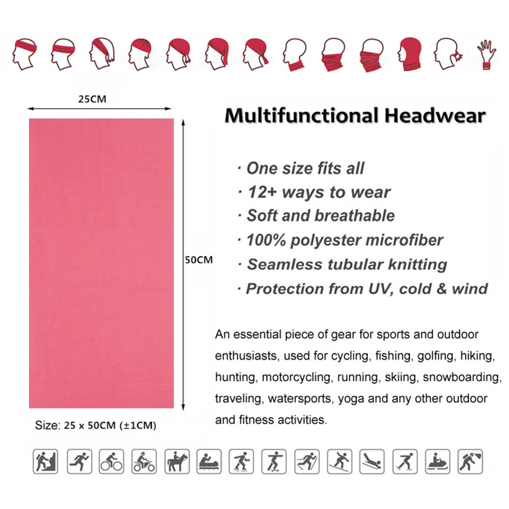 ピンクのシームレスな屋外バンダナサイクリングネックカバーゲー - Running Gear Headband のレビューと価格