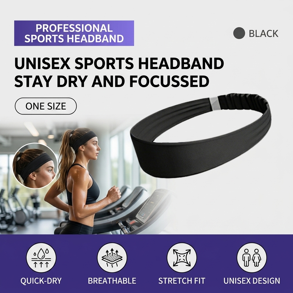 通気性のあるスポーツヘッドバンド、吸湿速乾性、滑り止め、伸縮 - Running Gear Headband のレビューと価格