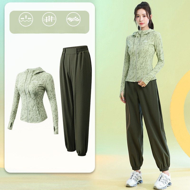 女性用ランニングスーツ長袖花柄ジップパーカージョガーパンツ速 - Running Gears のレビューと価格
